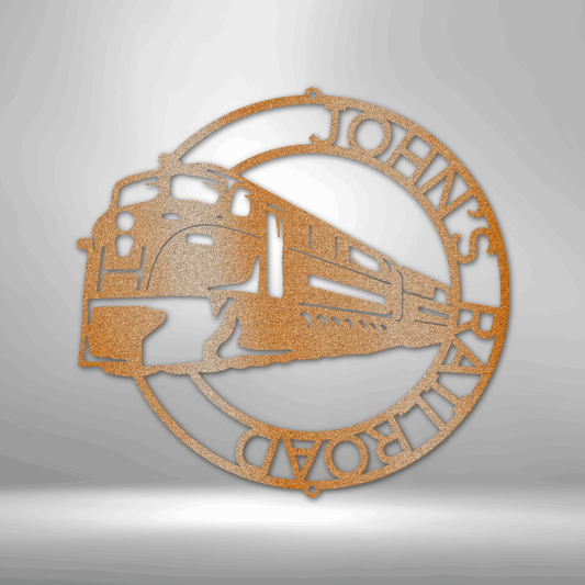 Modern Train Ring Monogram - Steel Sign